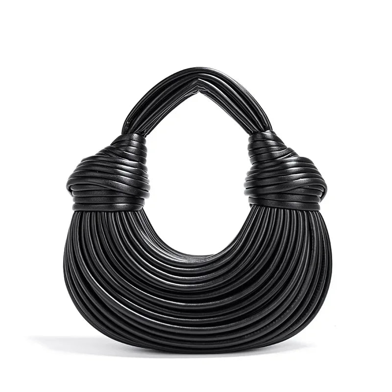 Bolsa feminina transfronteiriça, etiqueta tecida à mão, bolsa de axilas elegante, embreagem crossbody criativa, nova, 2024