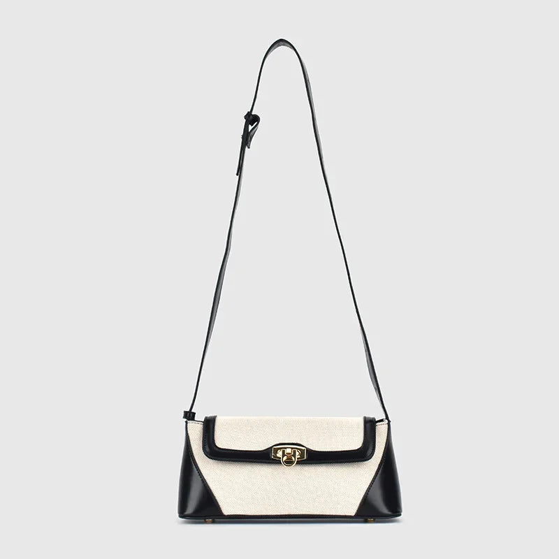 Nichedesign-Bolsa de ombro feminina com bloco colorido, bolsa de axilas de pão francês, sensação alta, luxuosa leve, tiracolo, novo, 2024