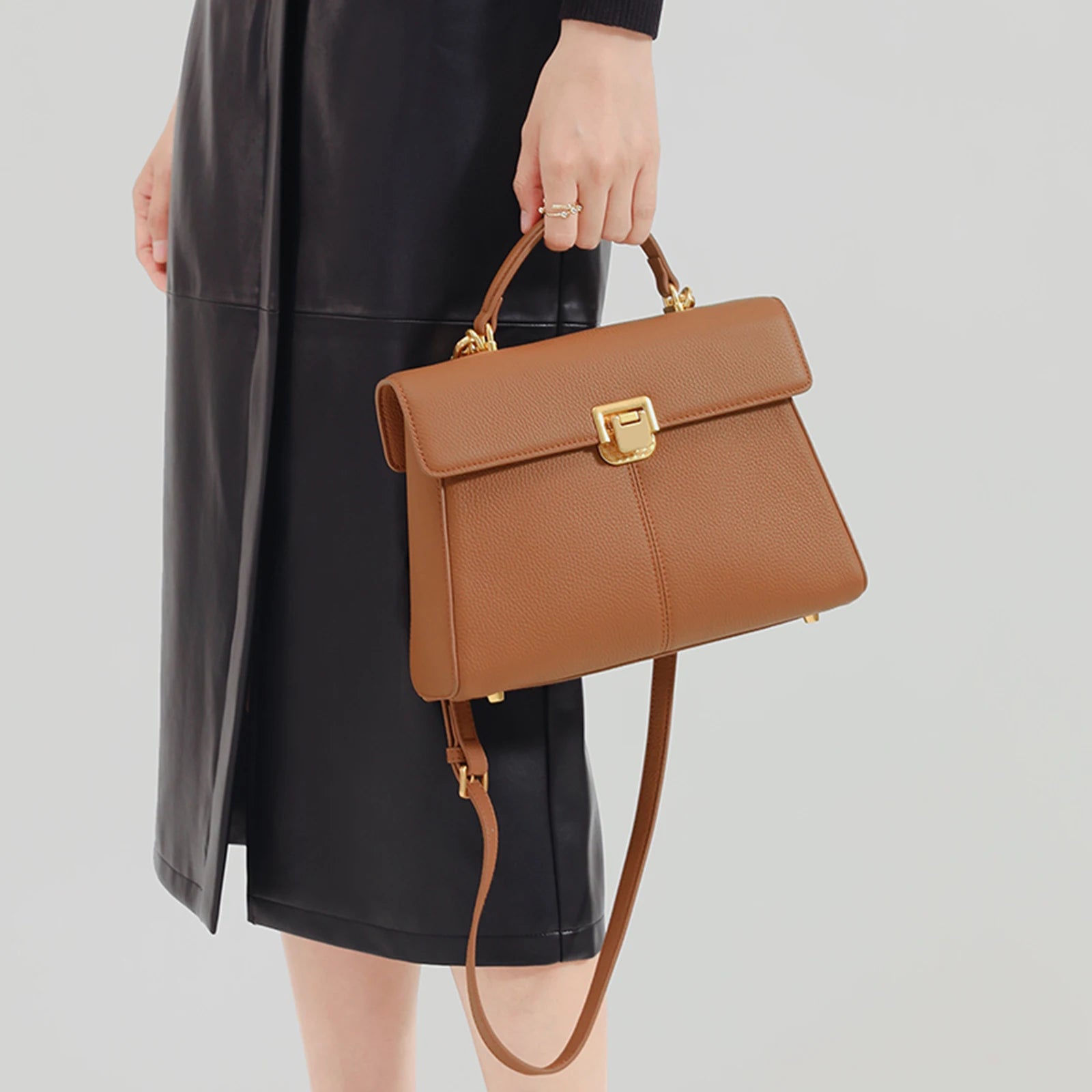 ITAMOOD-Bolsa de couro genuíno feminino, bolsa crossbody luxuosa, elegante e versátil, decoração do cachecol