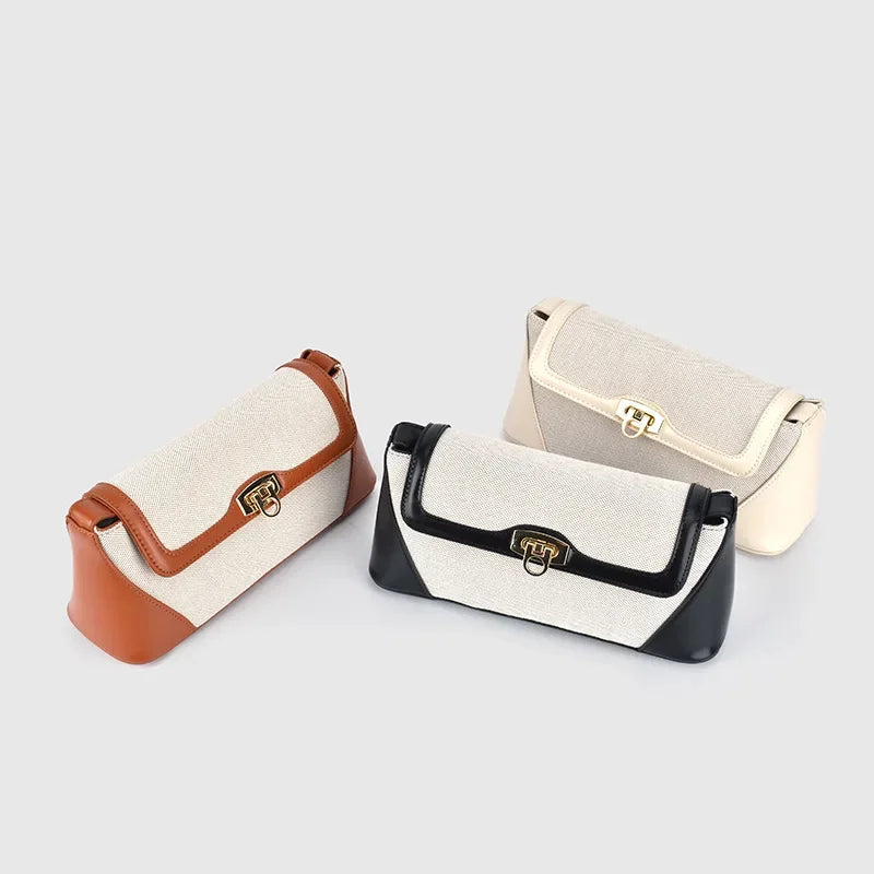 Nichedesign-Bolsa de ombro feminina com bloco colorido, bolsa de axilas de pão francês, sensação alta, luxuosa leve, tiracolo, novo, 2024