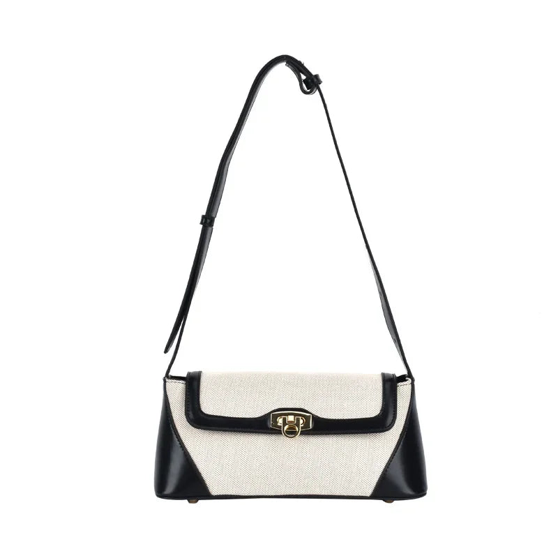 Nichedesign-Bolsa de ombro feminina com bloco colorido, bolsa de axilas de pão francês, sensação alta, luxuosa leve, tiracolo, novo, 2024